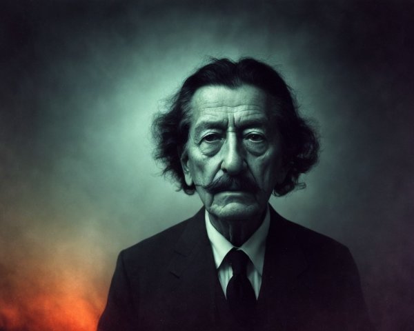 Middle-aged man in formal suit with dramatic backdrop