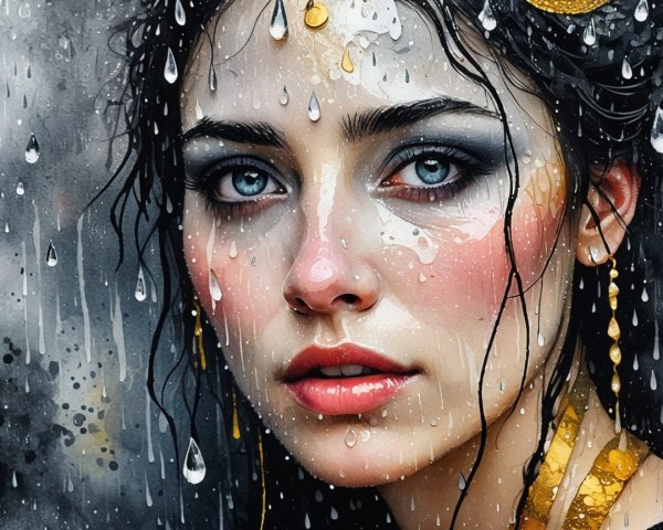 Close-Up Portrait of a Young Woman with Blue Eyes