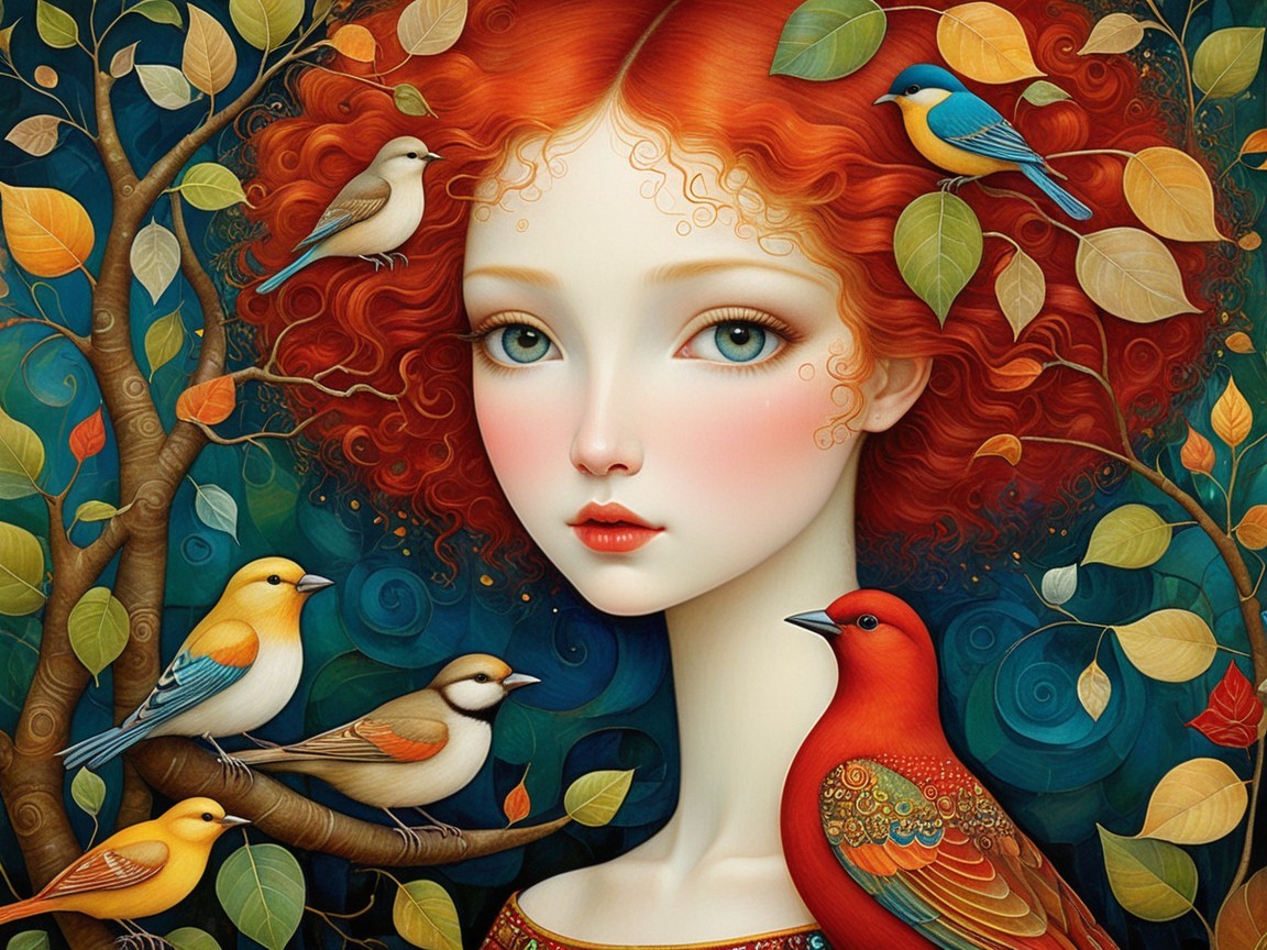 Whimsical Portrait of a Young Woman in Nature