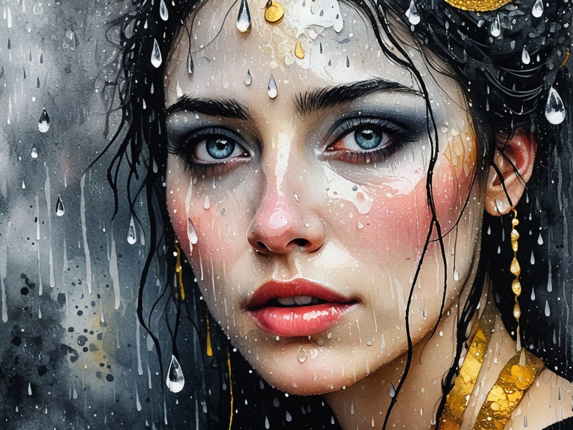 Close-Up Portrait of a Young Woman with Blue Eyes