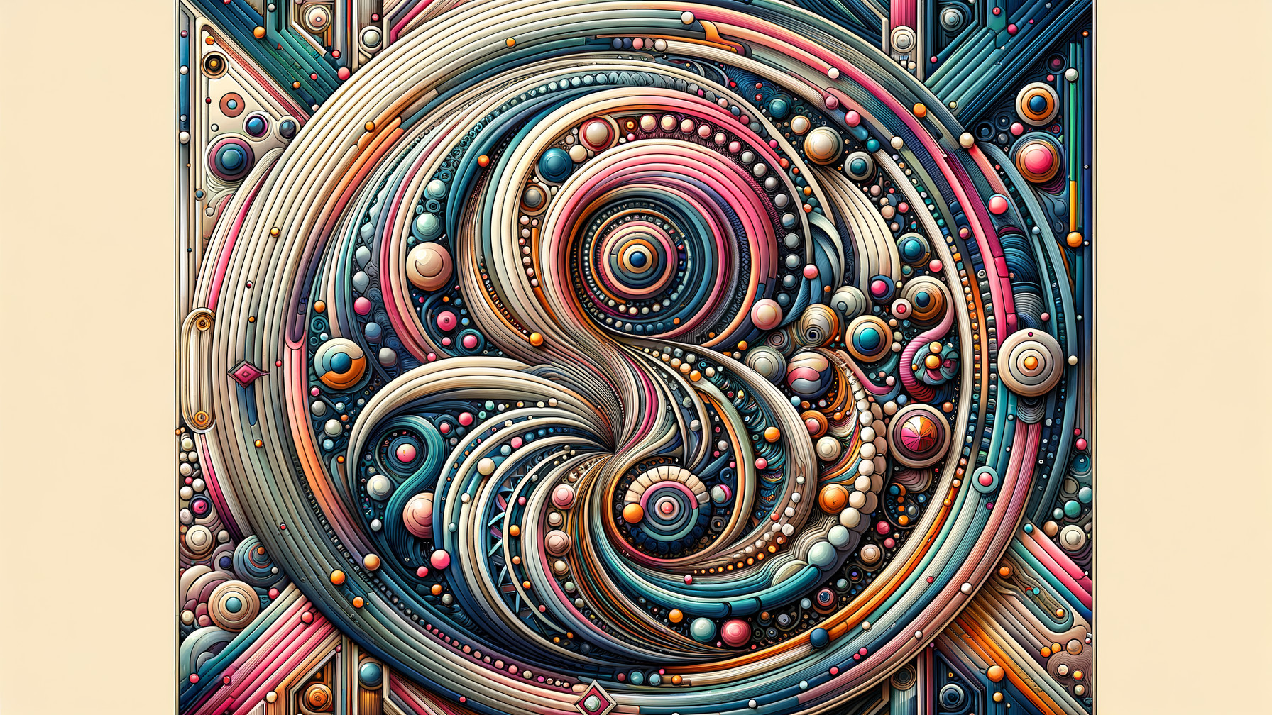 Intricate Abstract Design with Swirling Patterns and Colors