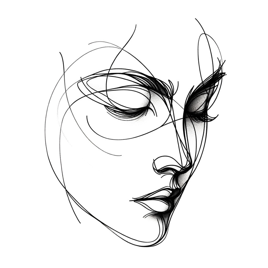 Minimalistic Line Drawing of a Woman's Face