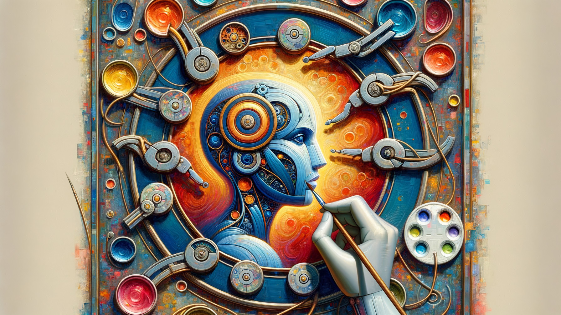 Stylized Robotic Head with Mechanical Details and Artistry