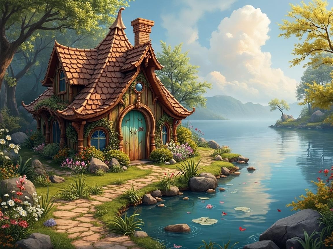 Charming Cottage by Serene Lake Surrounded by Nature