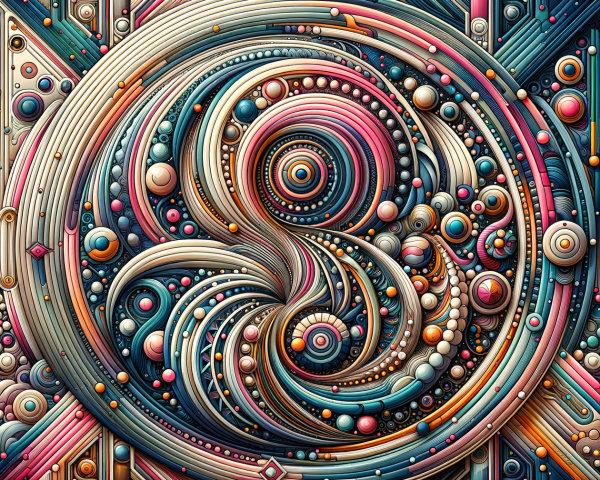 Intricate Abstract Design with Swirling Patterns and Colors