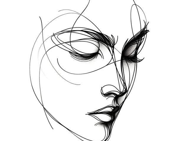 Minimalistic Line Drawing of a Woman's Face
