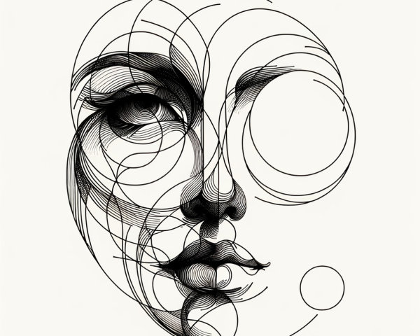 Abstract Portrait with Intricate Line Work and Curves