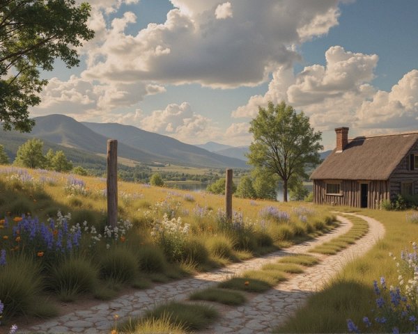 Wooden Cottage Surrounded by Nature's Serenity