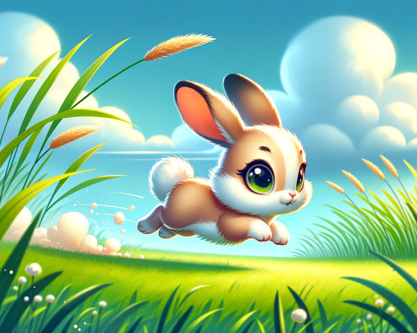 Animated Bunny in Vibrant Green Field Scene