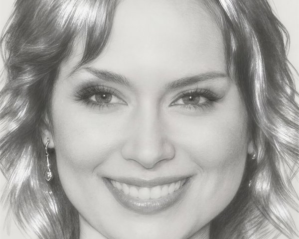 Pencil Sketch of Smiling Woman with Fair Skin