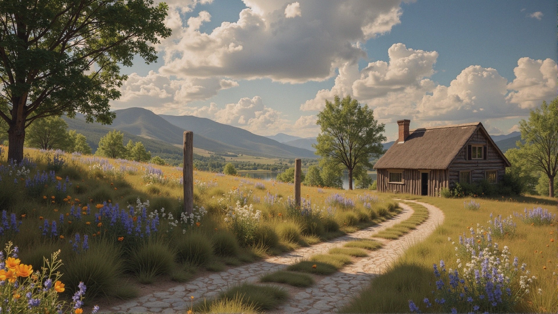 Wooden Cottage Surrounded by Nature's Serenity
