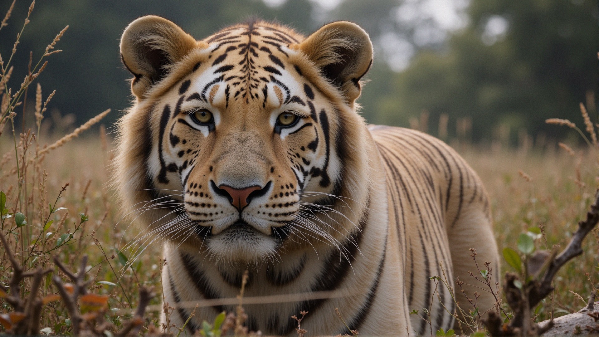 Majestic tiger resting in a serene natural habitat