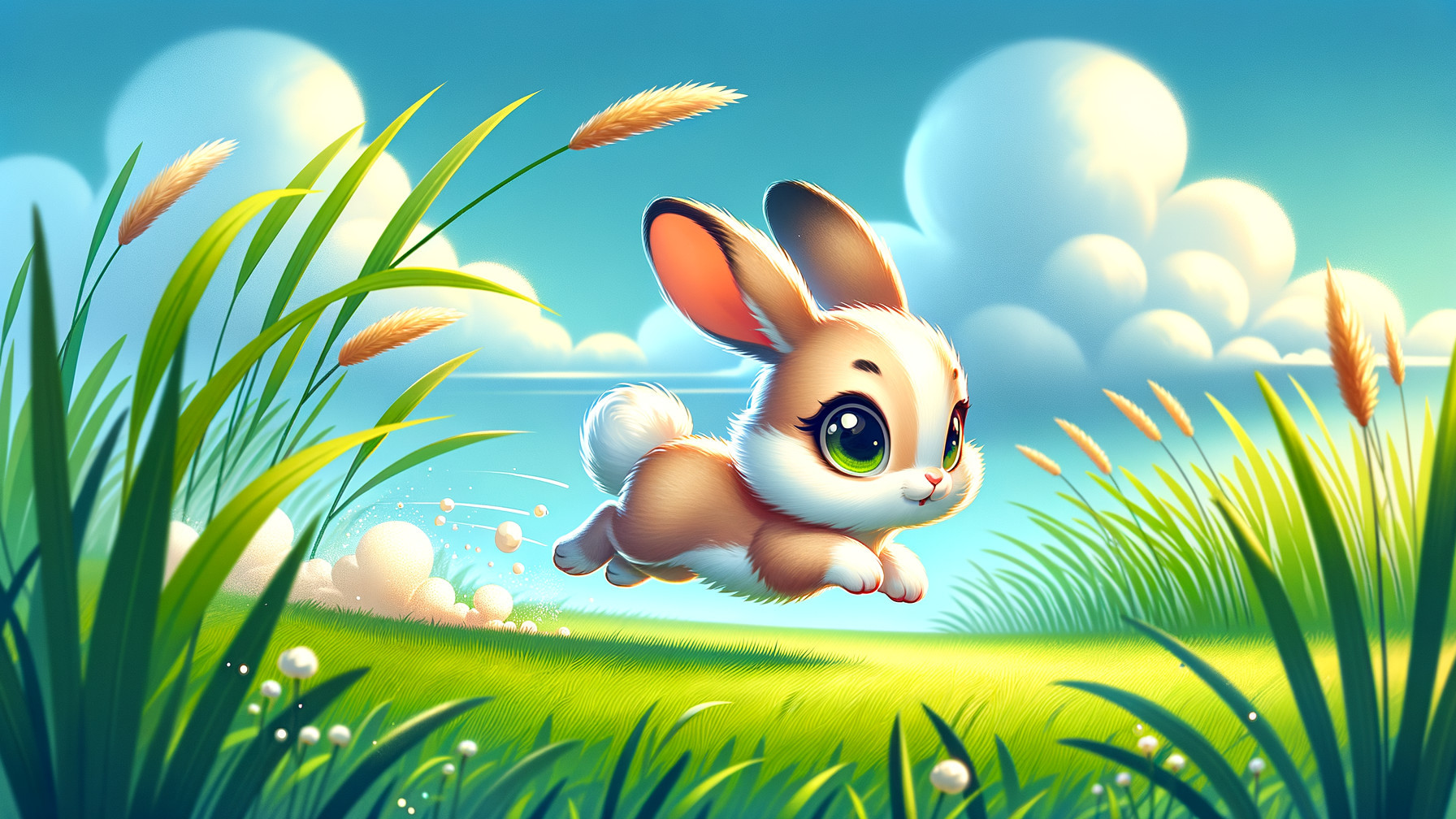Animated Bunny in Vibrant Green Field Scene