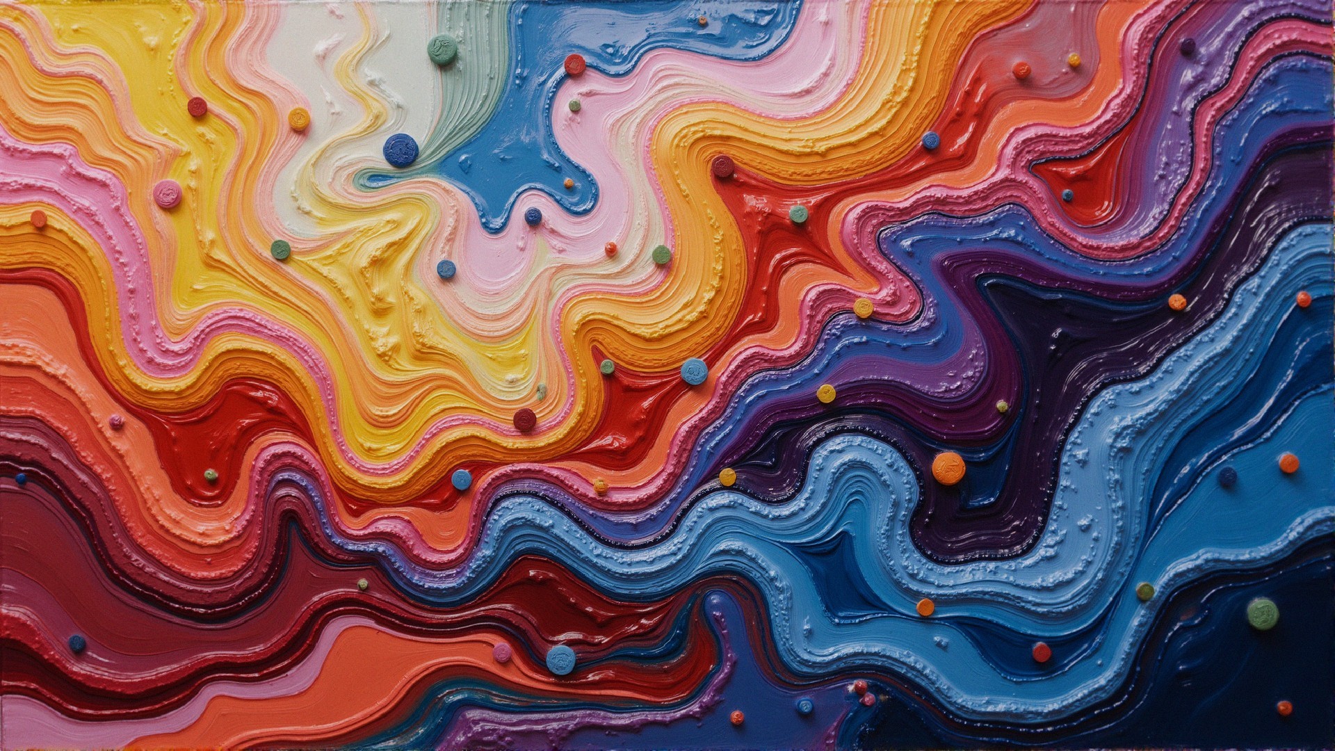 Vibrant Abstract Painting with Swirling Color Blends