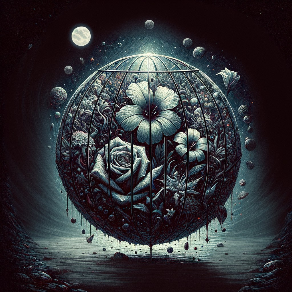 Spherical Cage of Floral Designs in Cosmic Setting