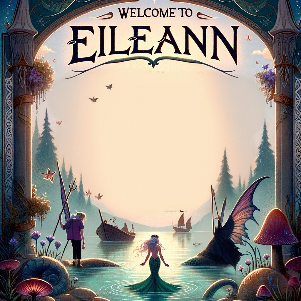 Whimsical Illustration of a Serene Landscape in Eileann