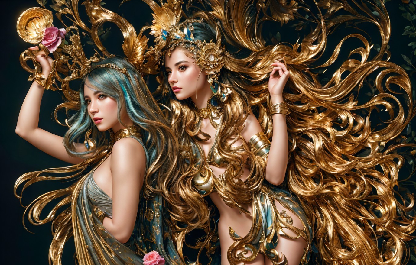 Golden Goddesses: A Mythical Regal Essence