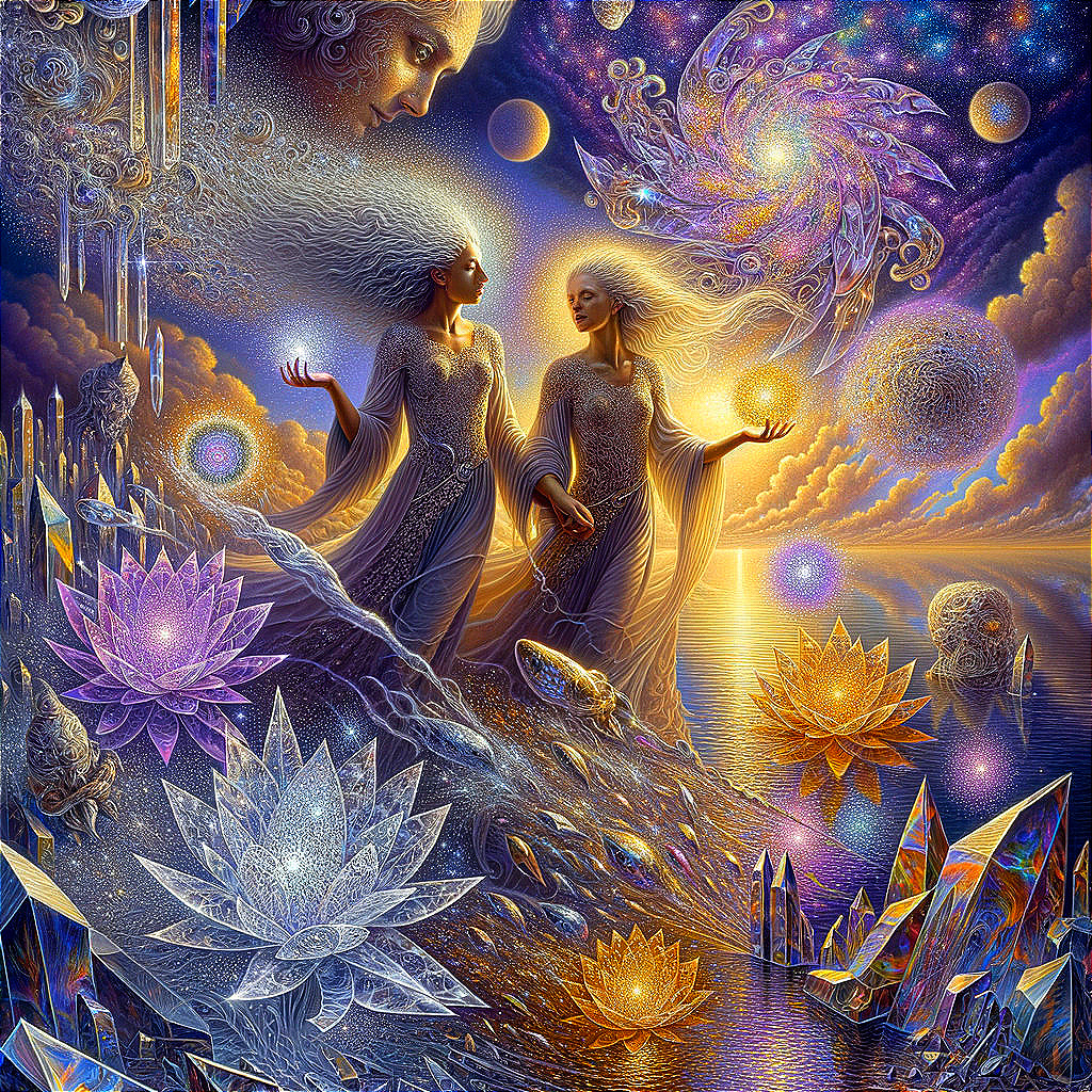 Ethereal Figures in a Mystical Cosmic Landscape