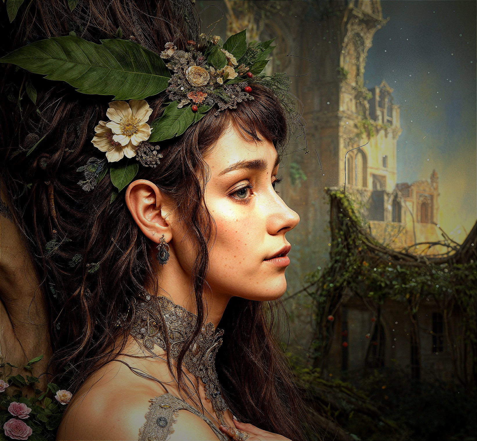 Young Woman with Floral Crown by Enchanted Castle