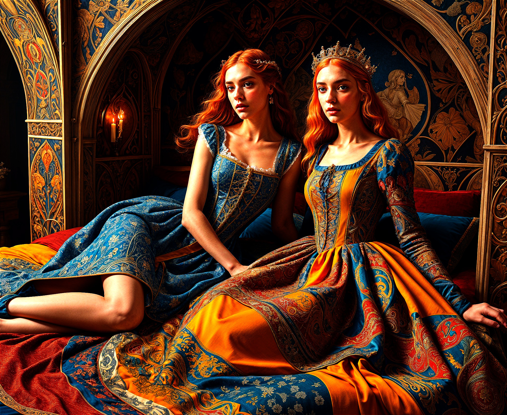 Whimsical Medieval Dream: Sensual Women in Elegant Poses