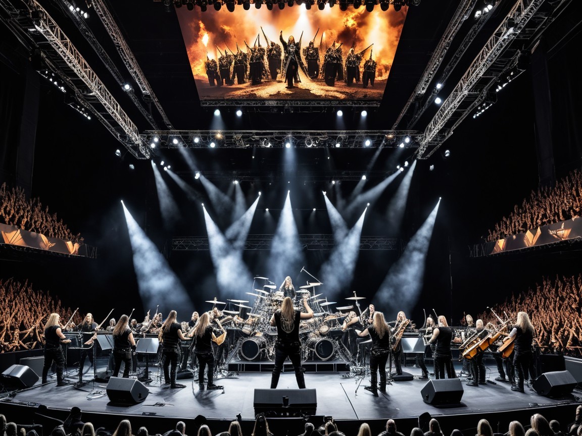 Orchestral Performance with Musicians and Dramatic Visuals