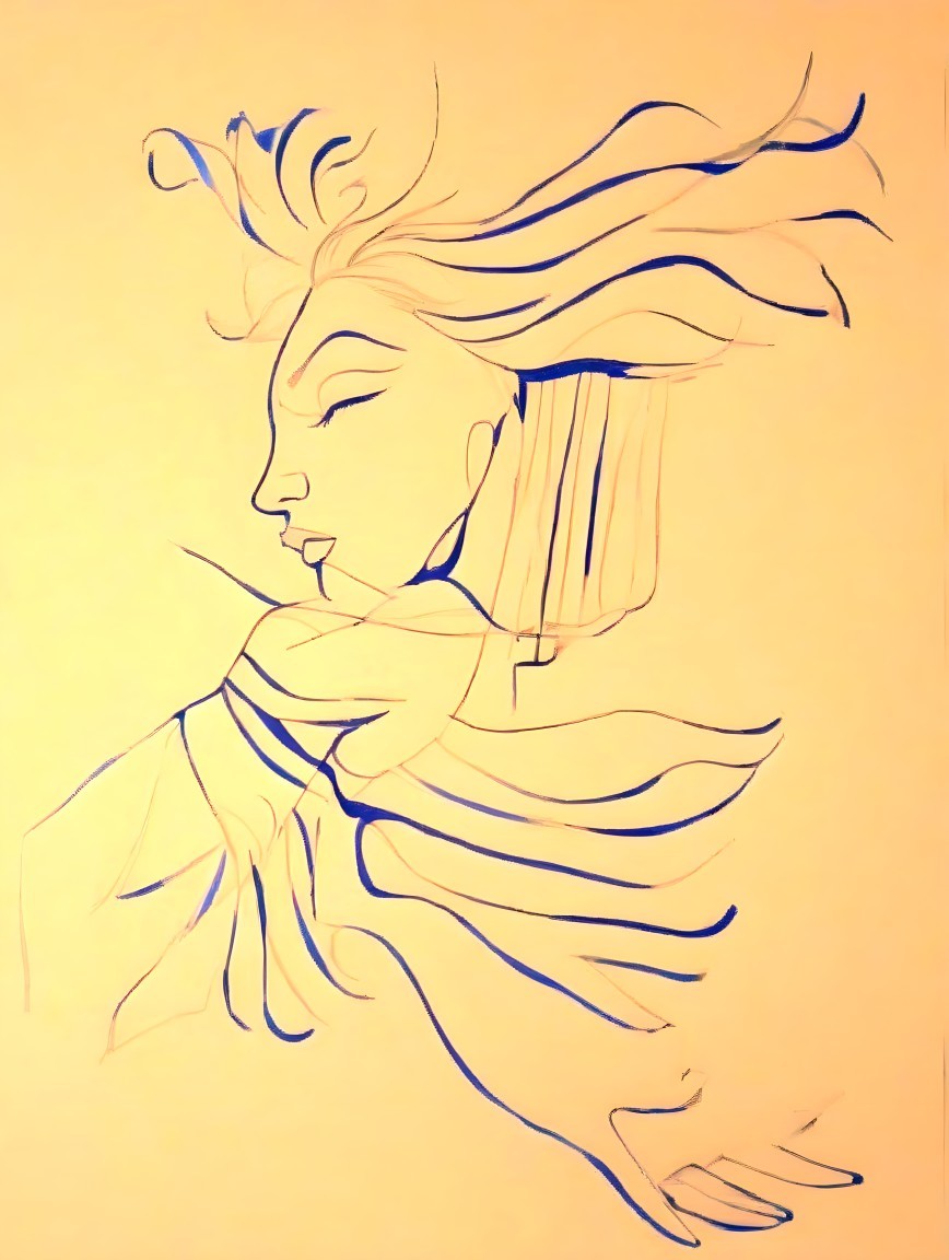 Minimalist Line Drawing of a Woman's Profile