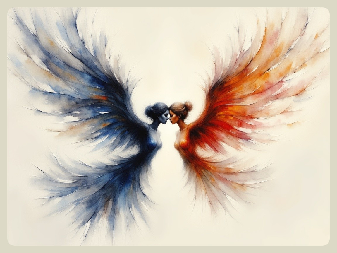 Ethereal Figures Representing Calmness and Passion