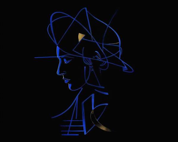 Stylized Profile of Woman with Geometric Patterns