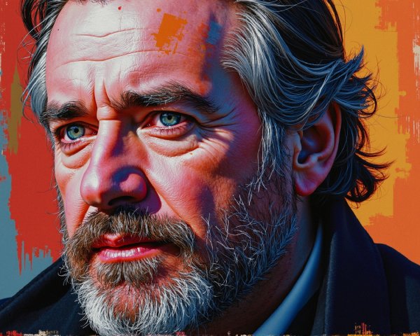 Close-Up Portrait of a Man with Blue Eyes and Beard