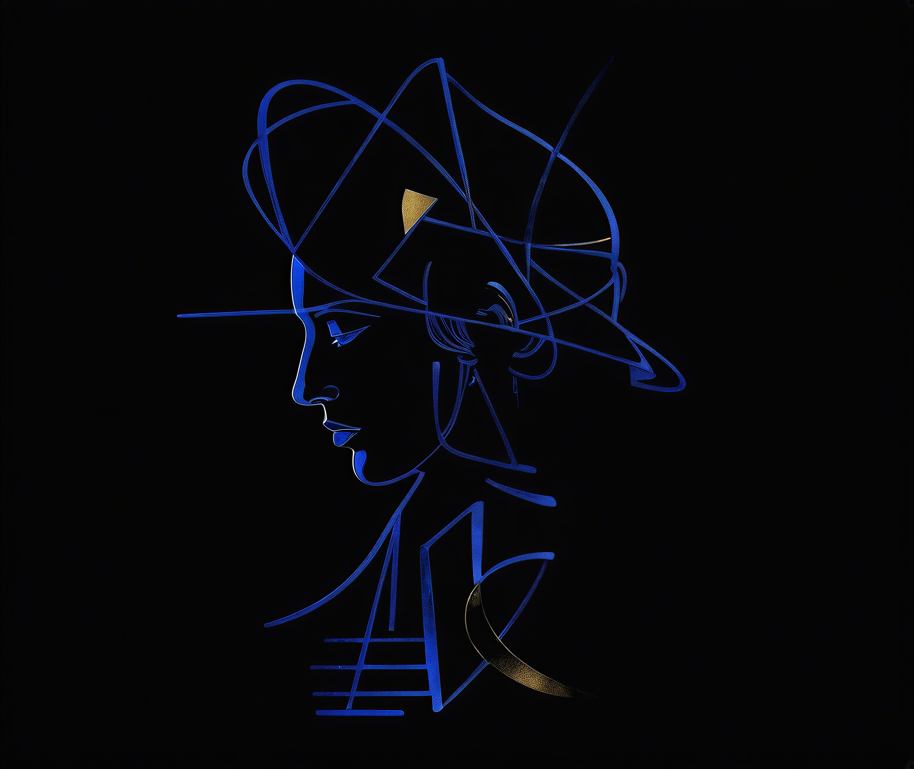 Stylized Profile of Woman with Geometric Patterns