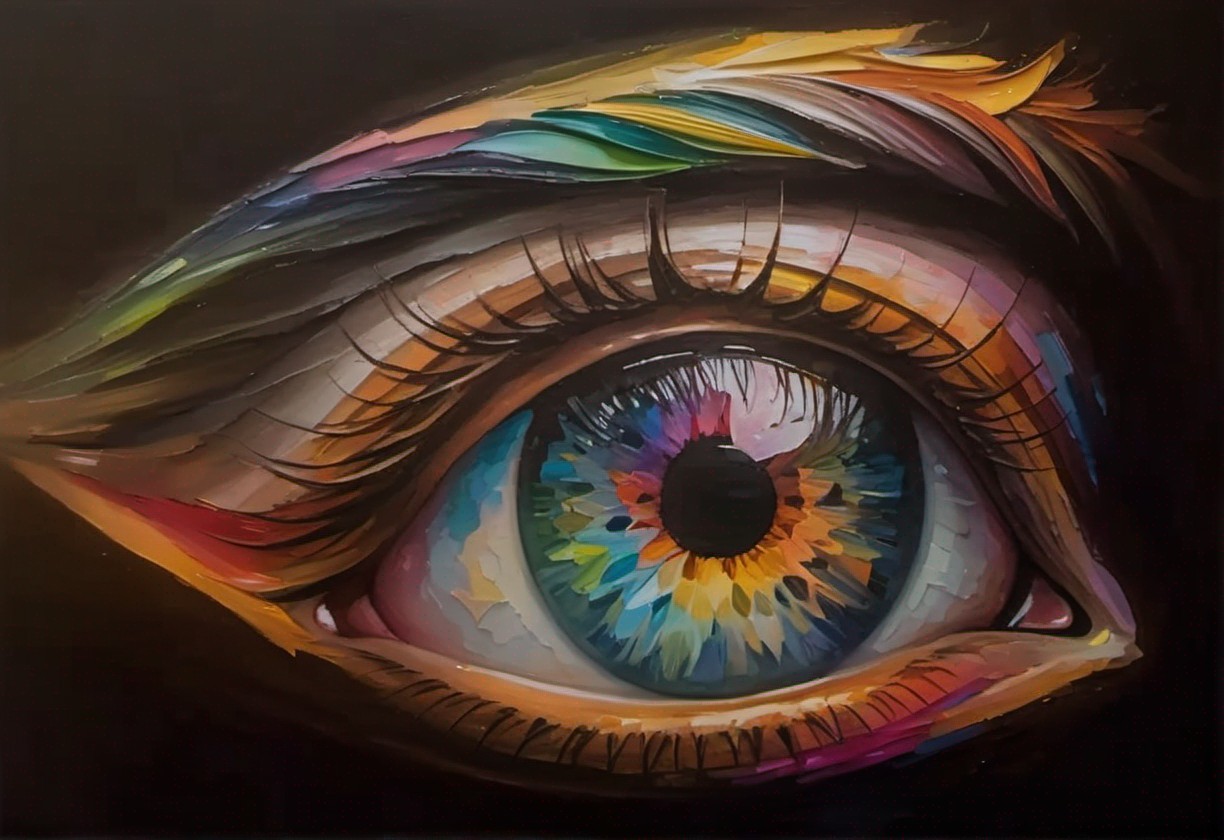 Close-Up Artwork of a Colorful Kaleidoscopic Eye