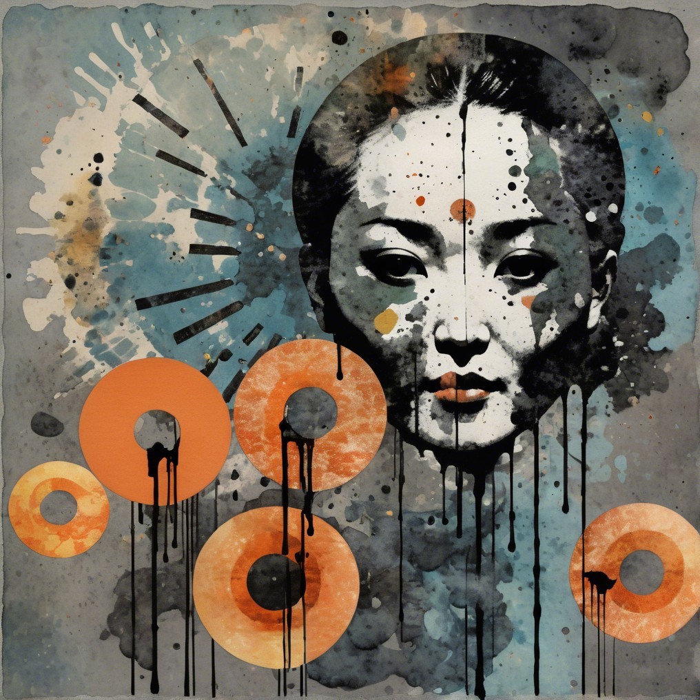 Stylized portrait of a serene woman with vibrant colors