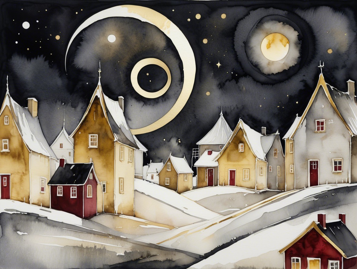 Whimsical Winter Scene with Snow-Covered Houses