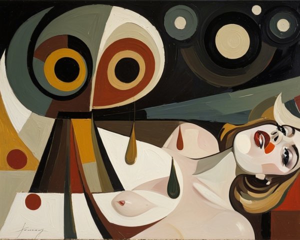 Abstract Artwork of a Reclining Female Figure