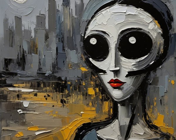 Minimalistic Artwork of Figure with Oversized Eyes