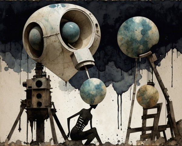 Surreal Assembly of Abstract Figures and Structures