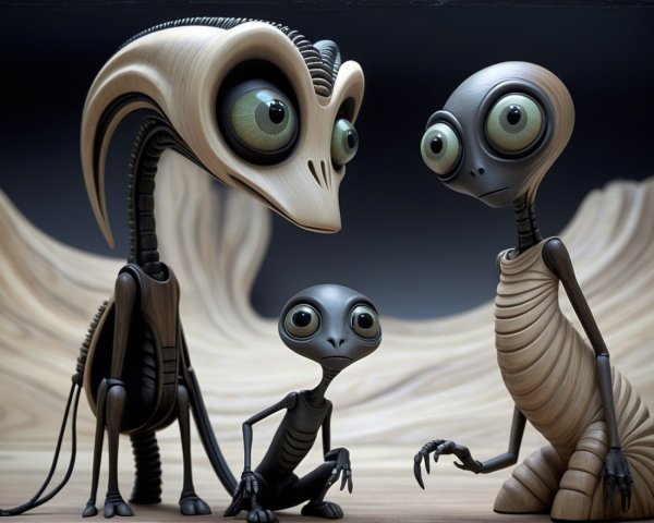 Whimsical Alien Characters with Unique Designs and Textures