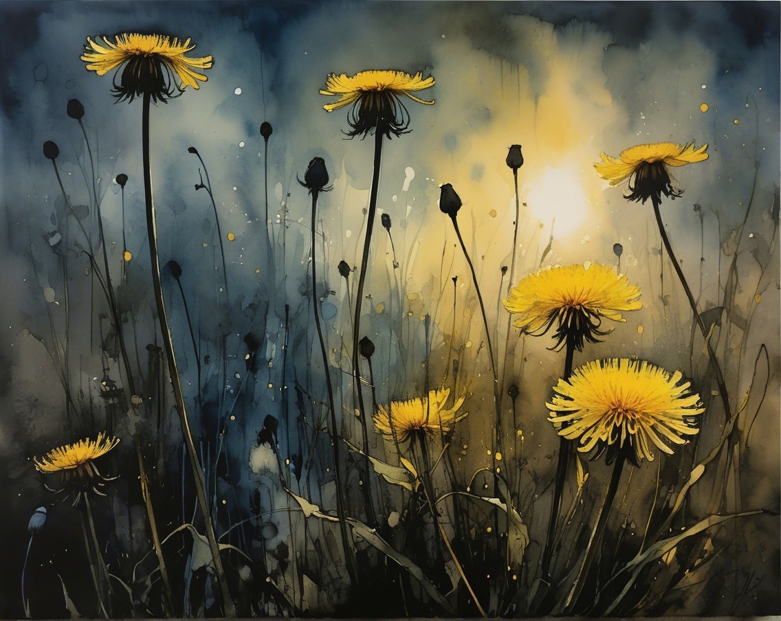 Vibrant Dandelion Field Under Ethereal Light