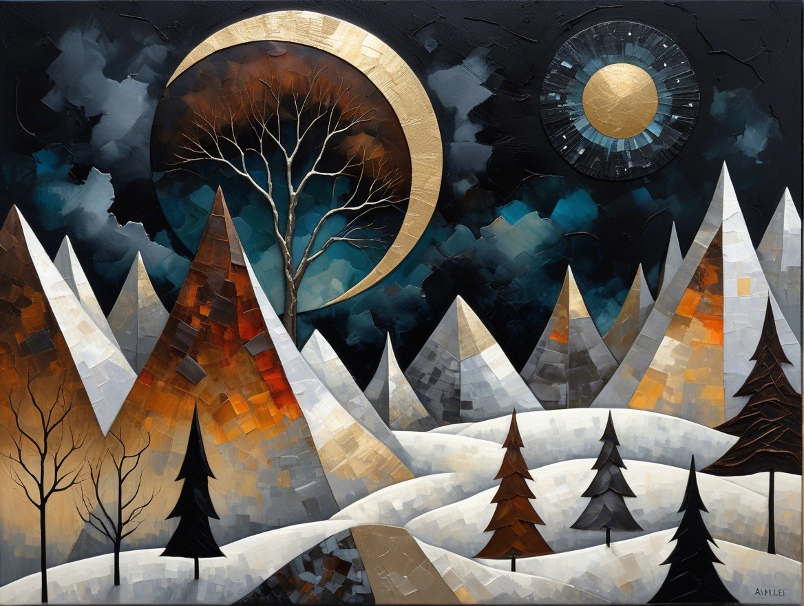 Dramatic Winter Landscape with Abstract Mountains