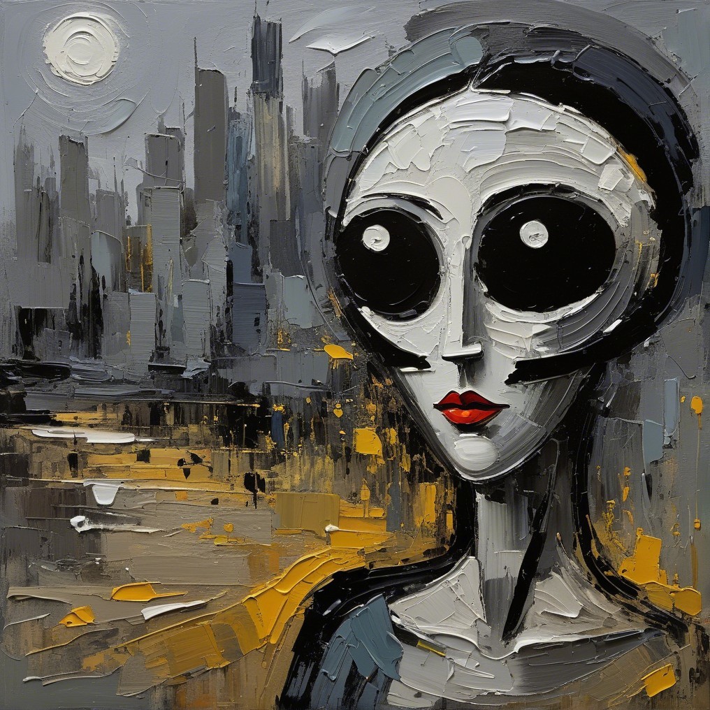 Minimalistic Artwork of Figure with Oversized Eyes