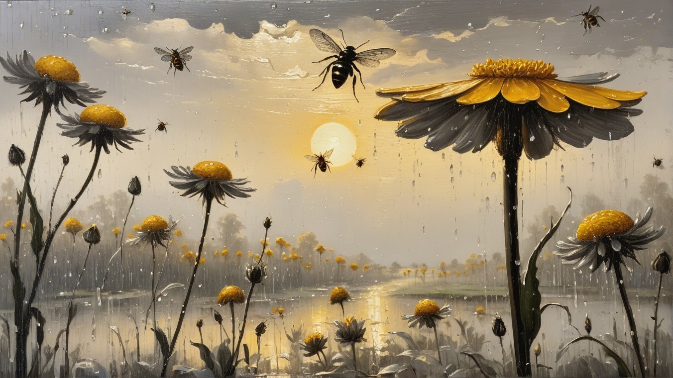 Serene Dawn Landscape with Yellow Flowers and River