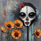 Stylized portrait of a serene woman with vibrant colors