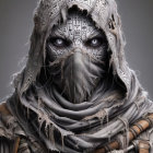 Mystical Figure with Aged Face and Organic Elements