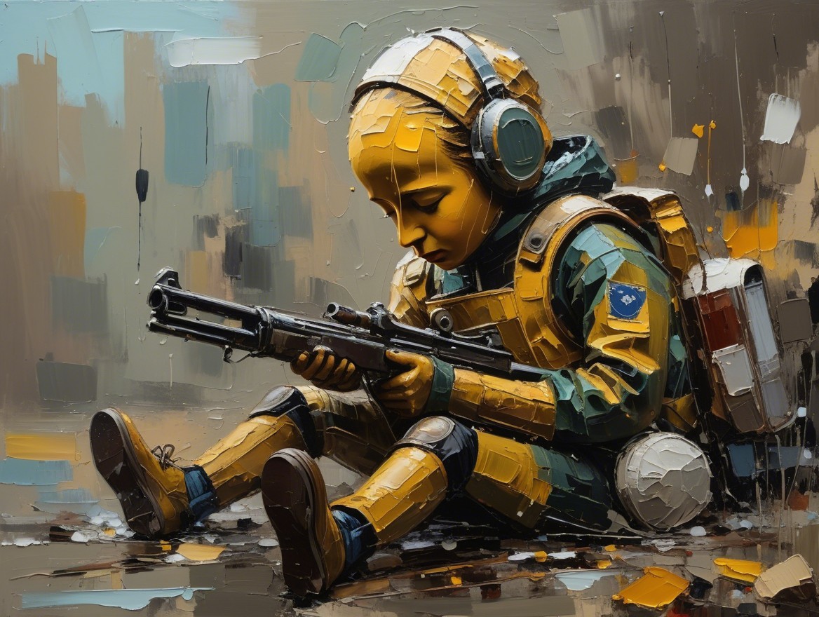 Child in Tactical Suit with Futuristic Rifle Image