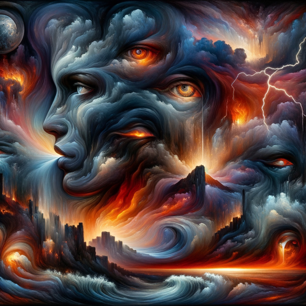 Abstract Composition of Swirling Clouds and Colors