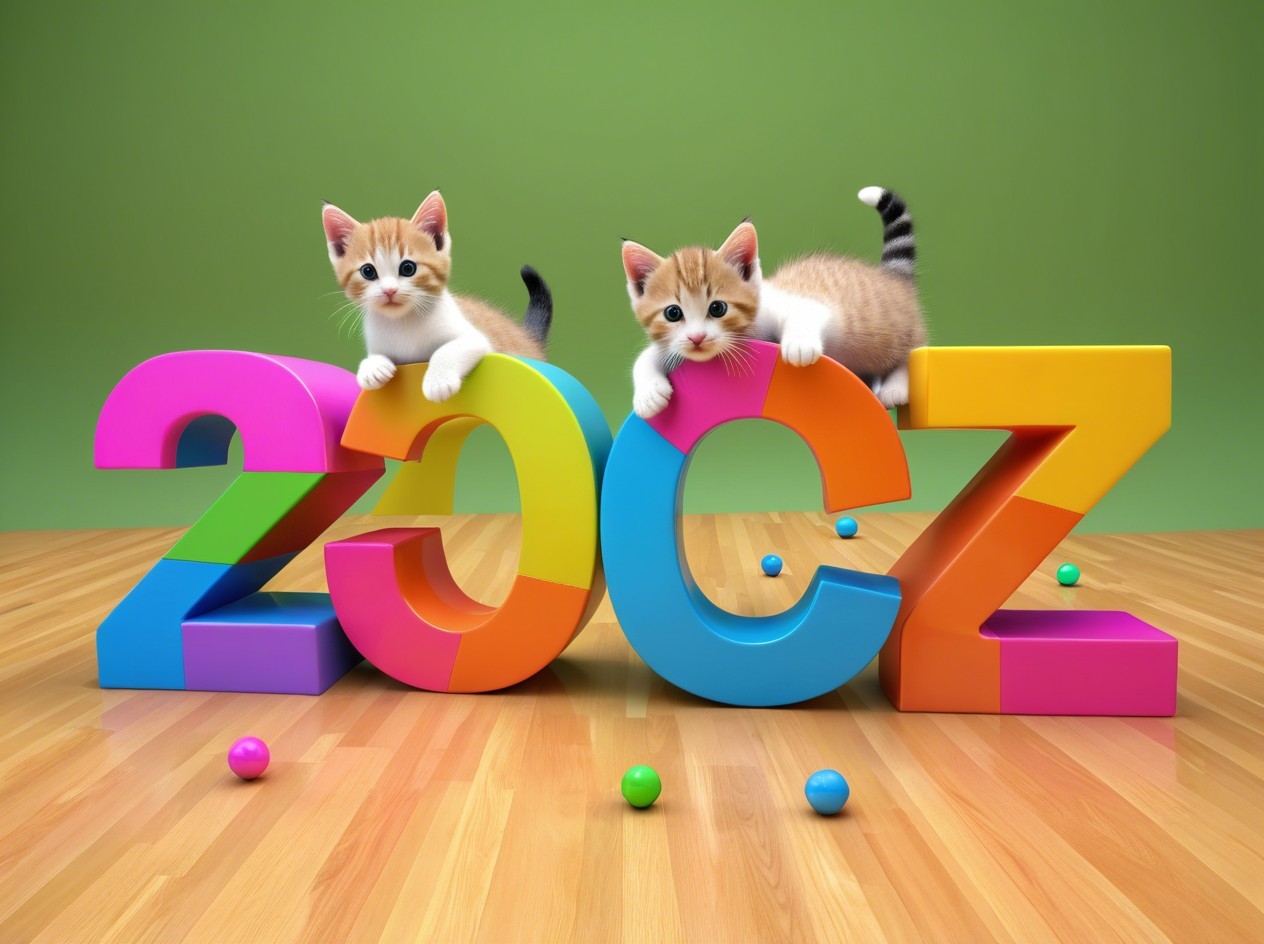 Fluffy Orange and White Tabby Kittens on Colorful Numbers