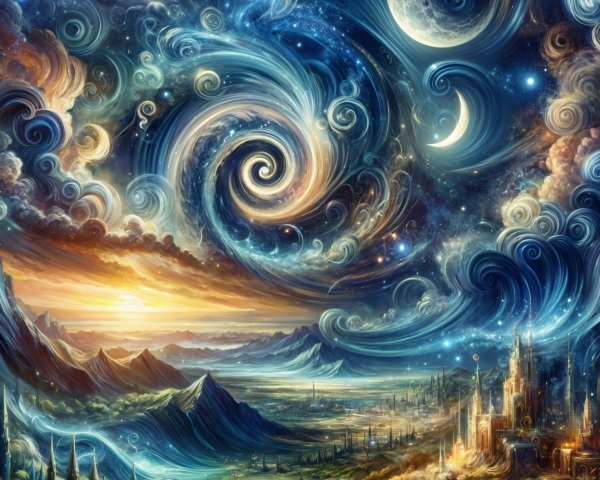 Cosmic Landscape with Galaxies and Majestic Mountains