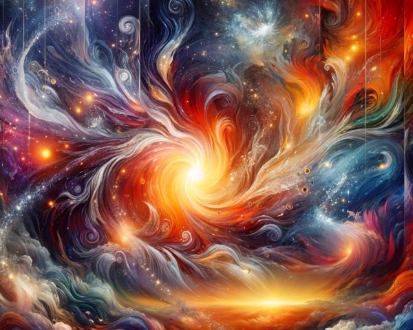 Vibrant Cosmic Scene with Swirling Colors and Stars