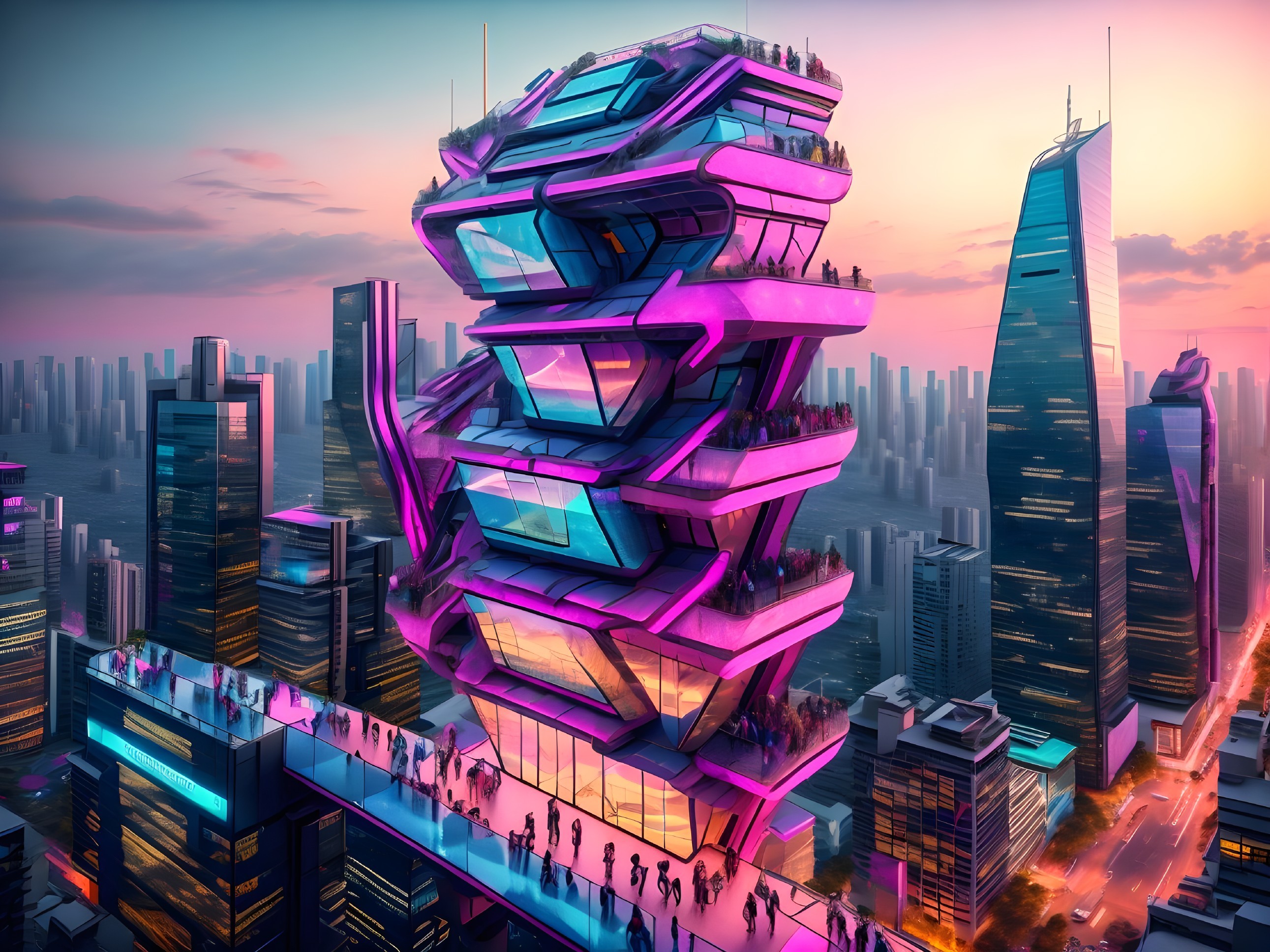 Futuristic cityscape with avant-garde building design