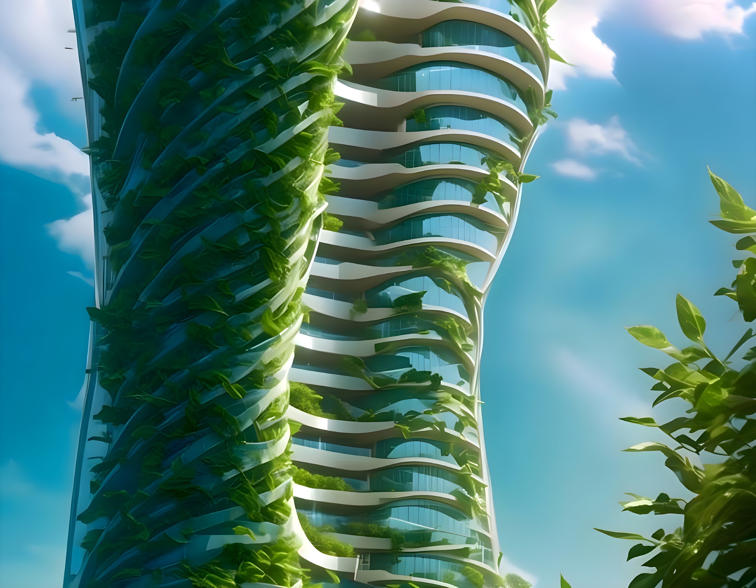 Innovative Twisting Skyscraper with Green Facade